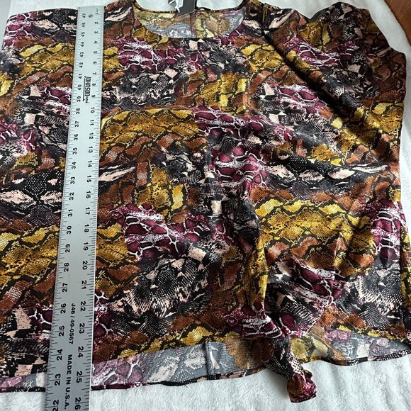 Marc New York Womens Snake Print Tie-Hem Top Blouse Medium Purple/Gold/Black New - Picture 7 of 7